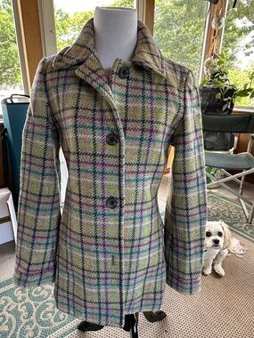 Coach  Wool plaid hip length coat Gray size XS